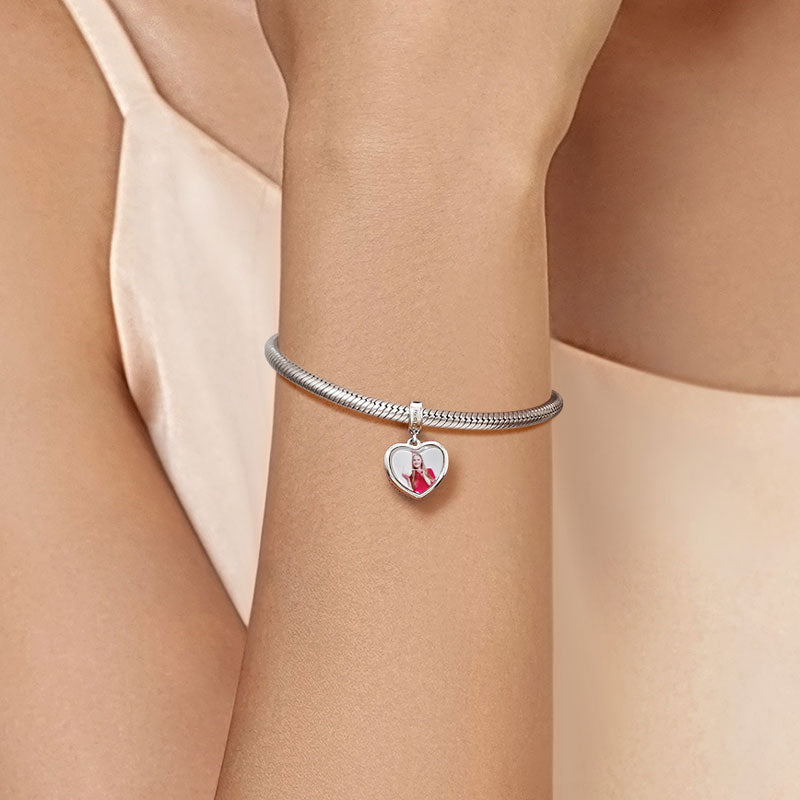 Gnoce Oct.Birthstone Heart Personalized Photo Pendant Dangle Charm_4