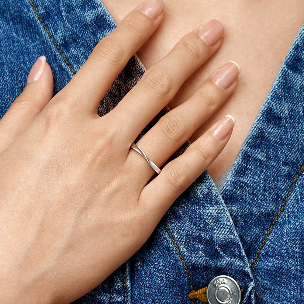 Gnoce Silver Twist Simple Ring_5