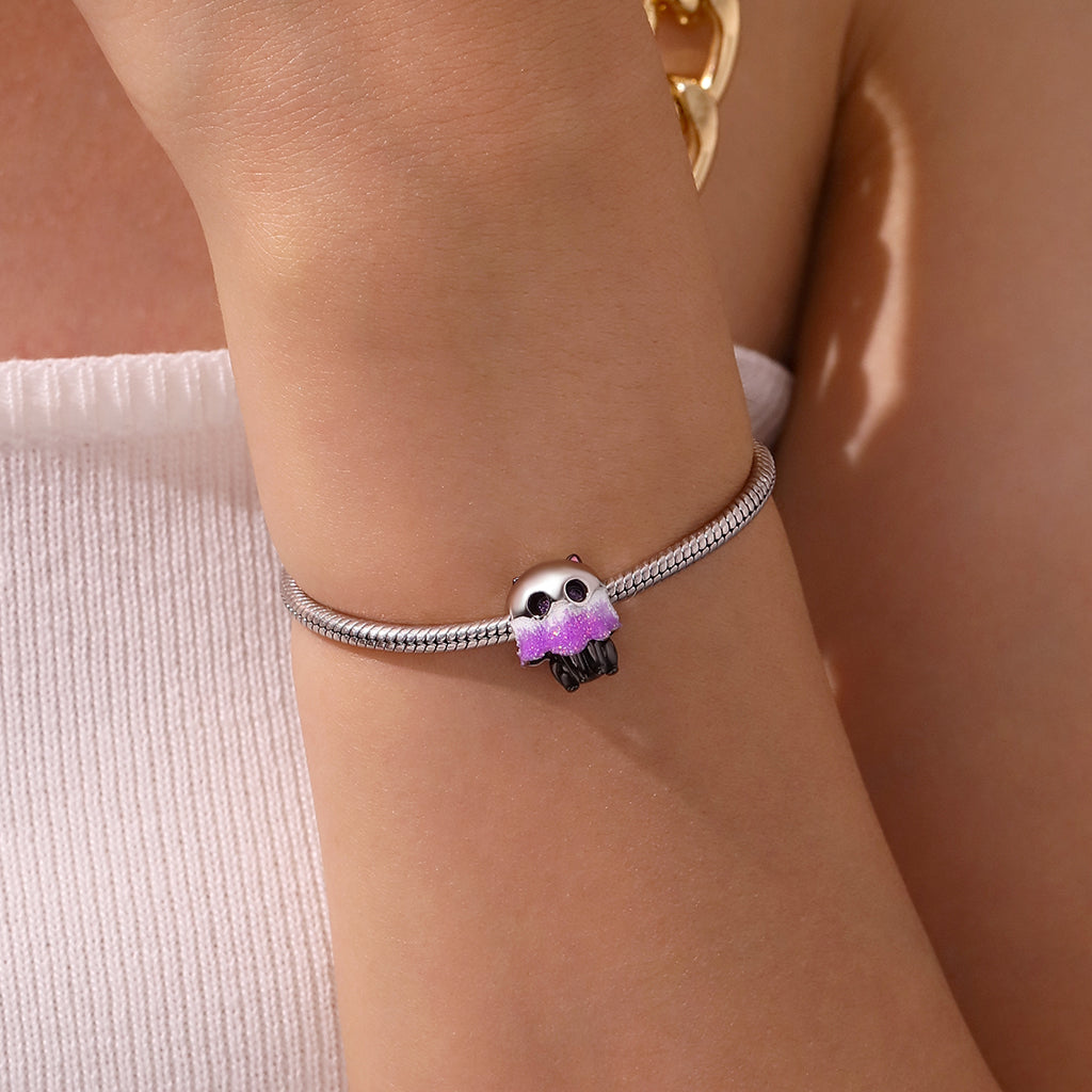 Gnoce Double-layer Cute Black Cat Charm Platinum-plated Silver Blend_7