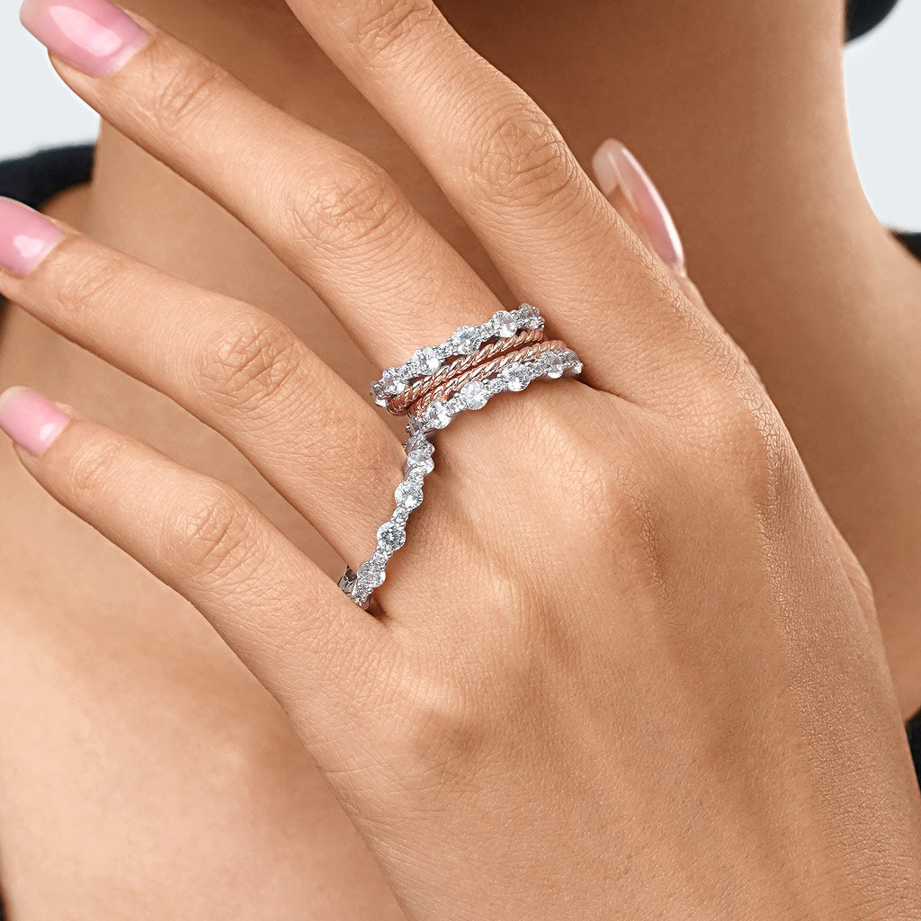 Gnoce Stackable Two-tone Paved Trio Ring Set_8