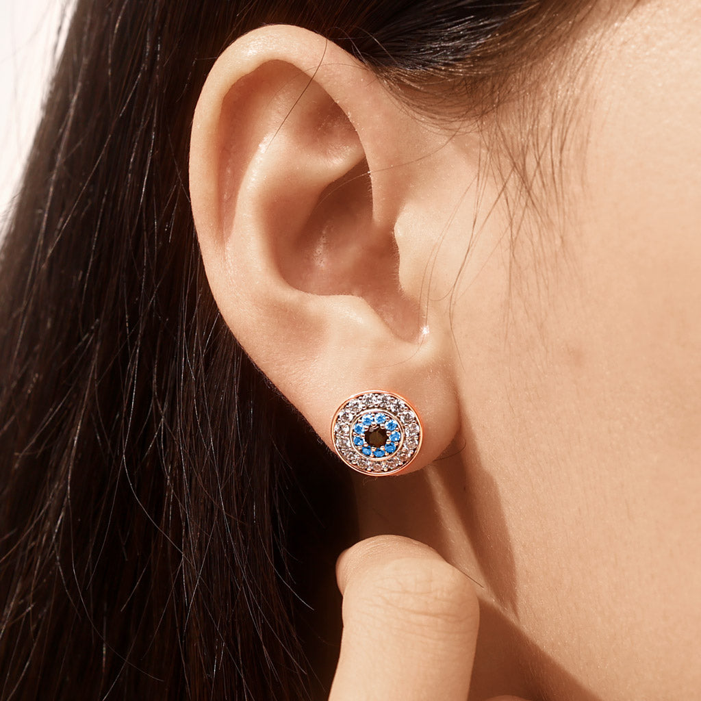 Gnoce Sparkle Devil's Eye Paved Stud Earrings_5