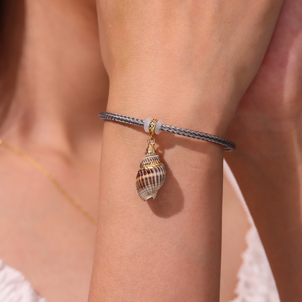 Gnoce Grey Round Snap Basic Bracelet with 2 Pieces of Stoppers_5