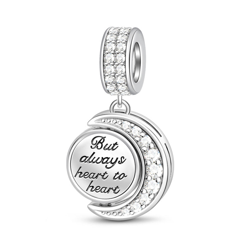 Gnoce "Not Always Eye To Eye, But Always Heart To Heart" Crescent Star Galactic Cosmic Moon Silver Pendant fit for Bracelet/Necklace_2