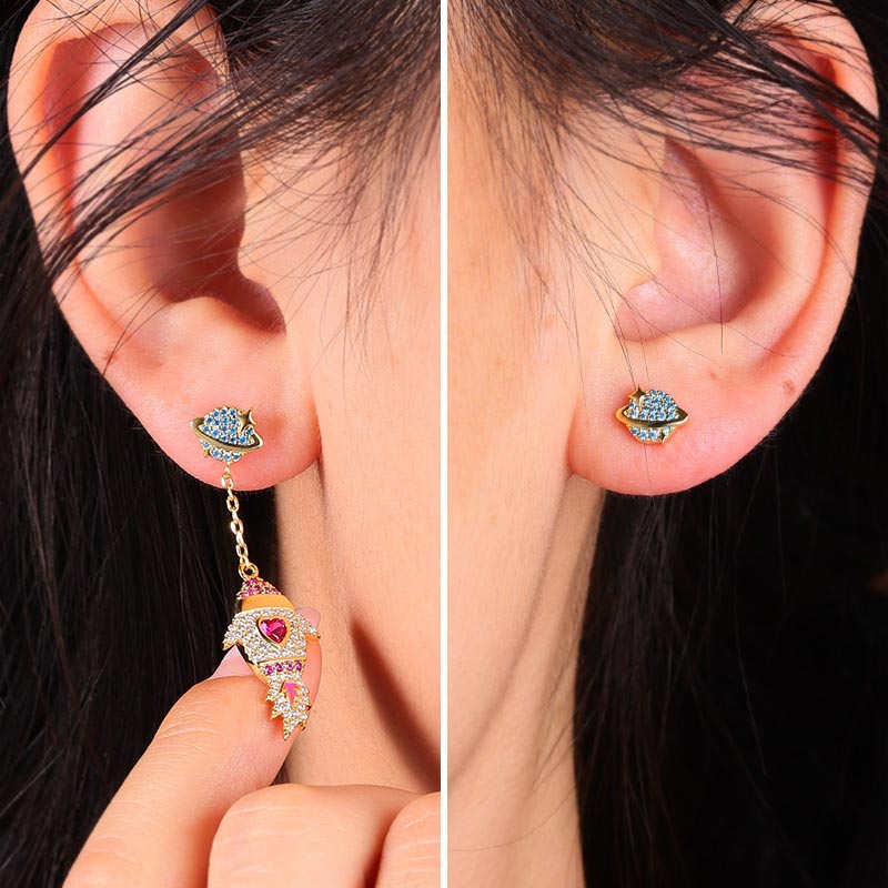 Gnoce Asymmetric Rocket Dangle Earrings_3