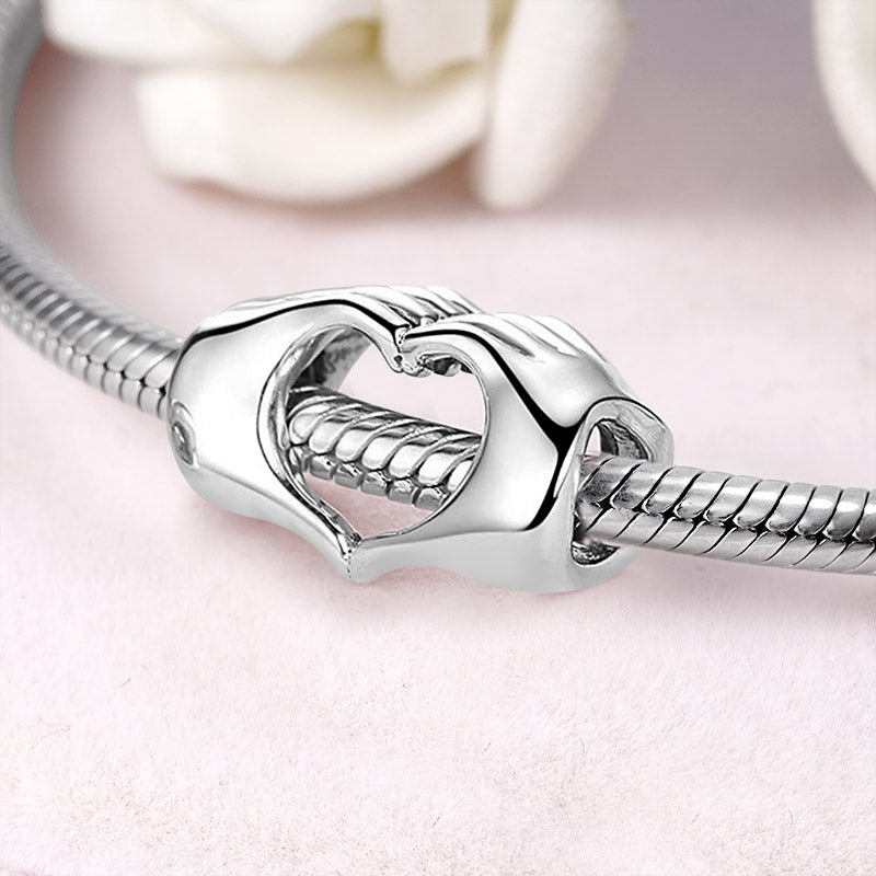 Gnoce 'Forever in Our Hearts' 925 Sterling Silver Finger with Heart Bead Charm Mother's Day Gift_3