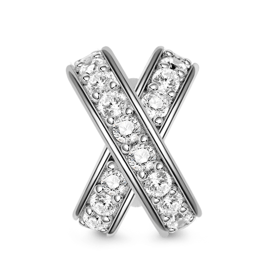 X-shape Charm Sterling Silver Inlaid with Crystal Gemstones_1