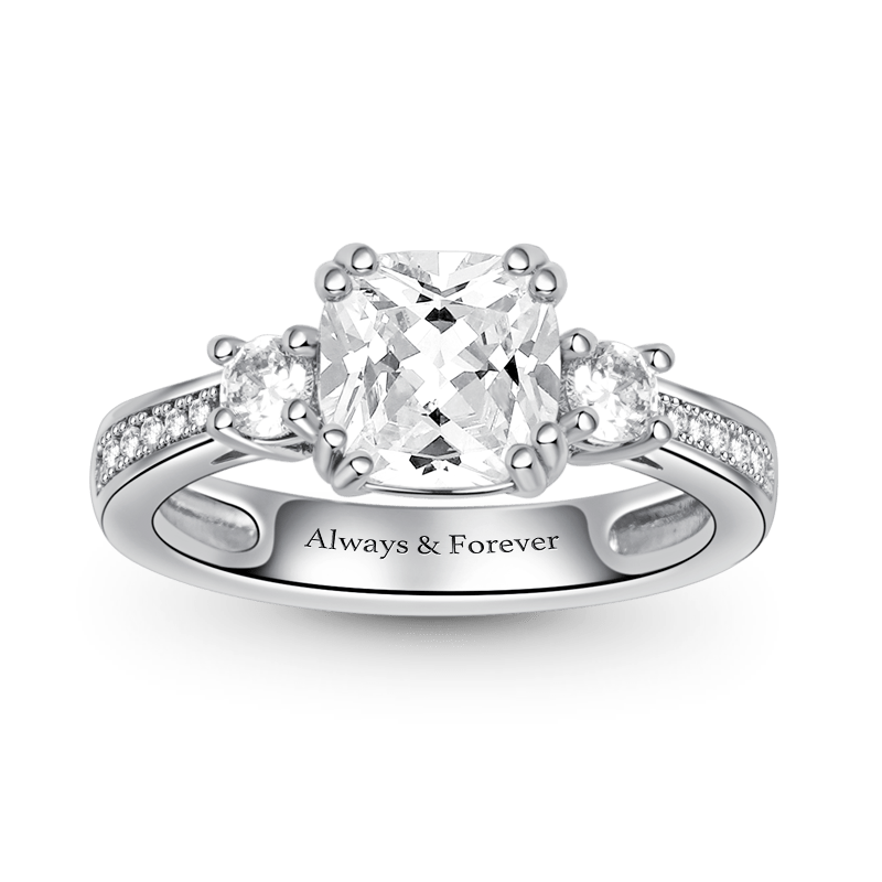 Gnoce "My Only" Silver Cushion Cut Duchess Customized Ring With Cz_1
