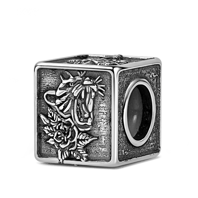 Black Leopard Men's Vintage Bead S925 Sterling Silver with Gift Copper Black Leather Men's Bracelet Jewelry for Men_2