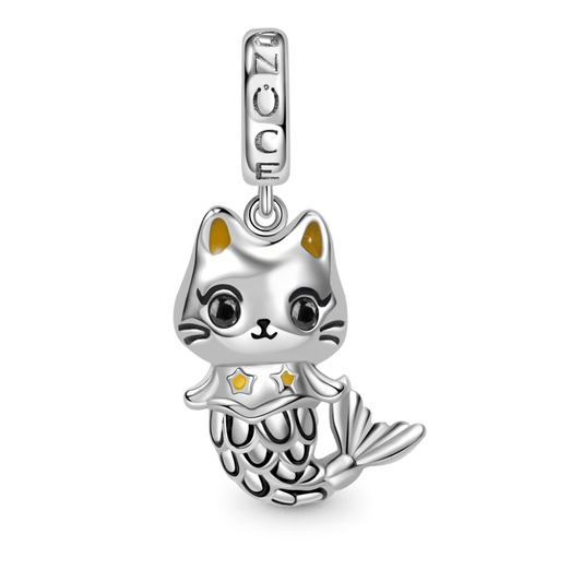 Cute Cat Mermaid Pendant Dangle Charm 925 Sterling Silver_1