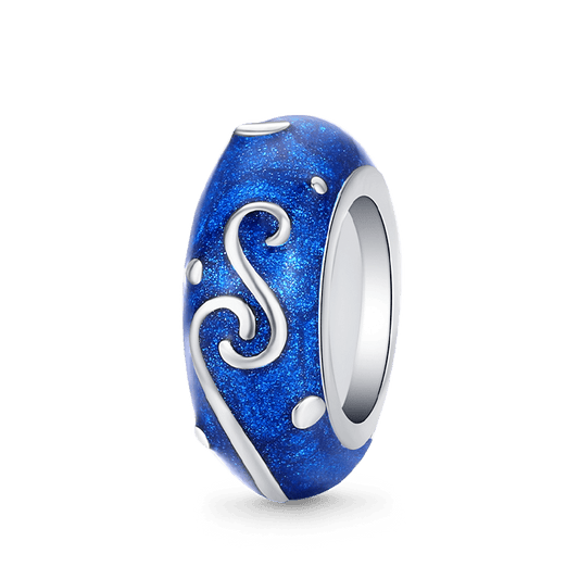 Romantic Starry Sky Stopper for Charm Bracelets 925 Sterling Silver with Blue Enamels_1