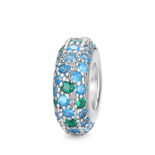 Sparkling Stopper for Charm Bracelets 925 Sterling Silver Pave Blue Gemstones_1