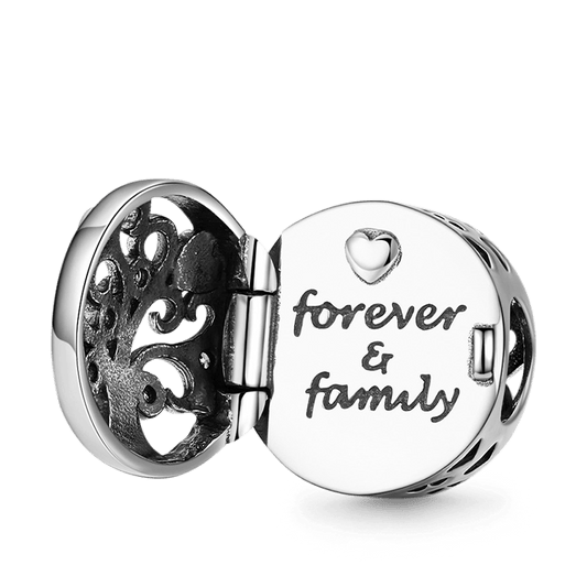 Openable Family Tree Charm Bead 925 Sterling Silver with Hearts Hollow_1