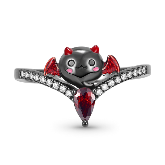 Gnoce Bat of Love Heart Ruby V-Ring_1
