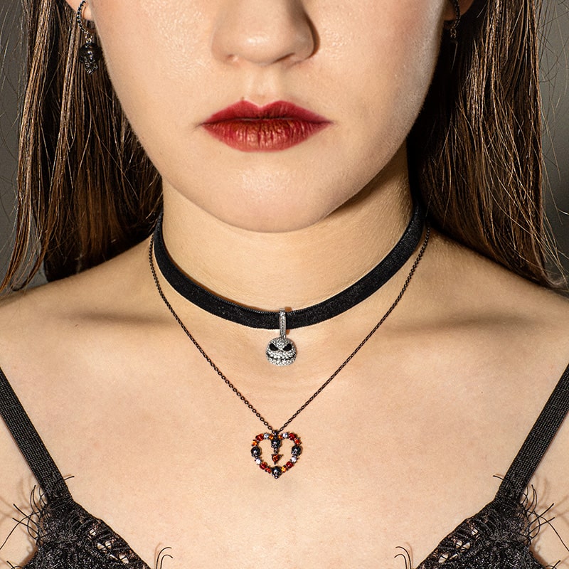 Rose & Skull Necklace Sterling Silver Black Plated_3