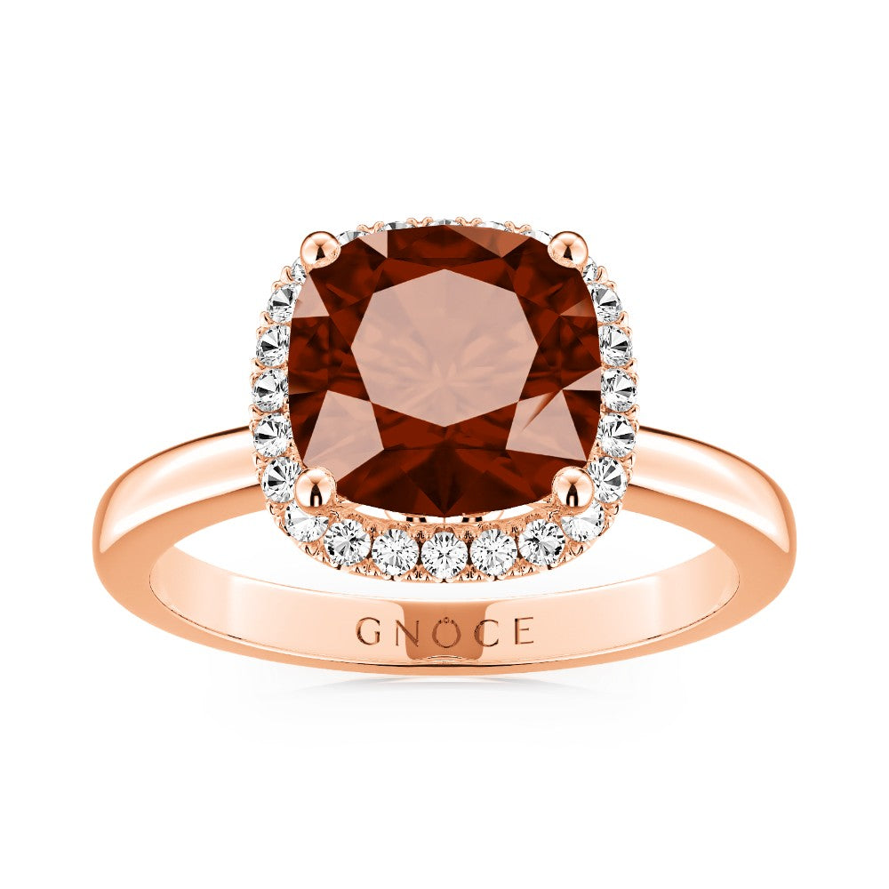 Sparkle Square Halo Brown Ring 925 Sterling Silver 18K Rose Gold Plated_1
