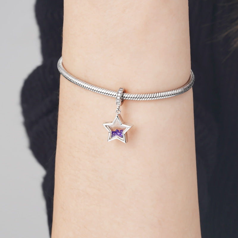 Star-shaped Birthstone Pendant Dangle Charm 925 Sterling Silver_3