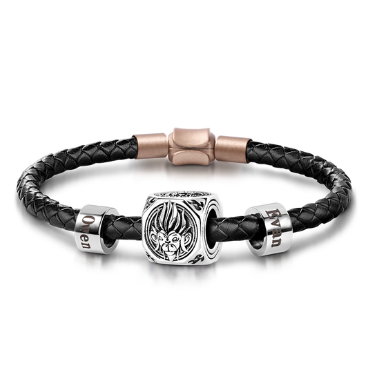 Monkey King Vintage Bead & Customized Classic Beads S925 Sterling Silver with Gift Copper Black Leather Men's Bracelet Jewelry for Men_1