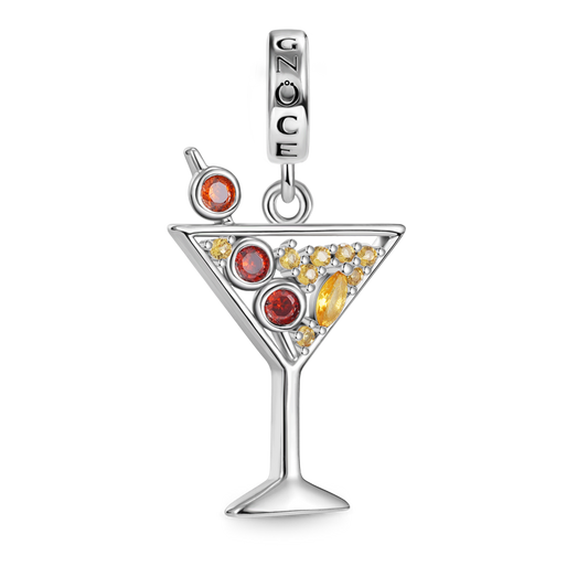 Sparkling Cocktail Stemware Pendant Dangle Charm 925 Sterling Silver Inlaid with Colorful CZ Stones_1