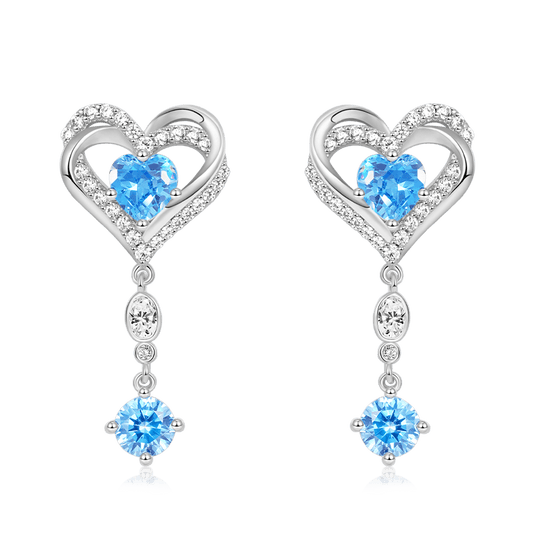 Gnoce Elegant Triple Heart Encircled Dangle Earrings_1