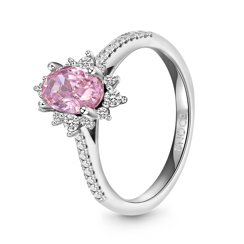 Gnoce Four Prong Oval Pink Halo Engagement Ring_2