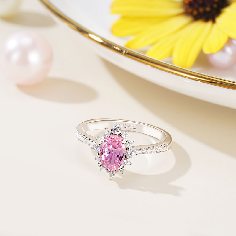 Gnoce Four Prong Oval Pink Halo Engagement Ring_3