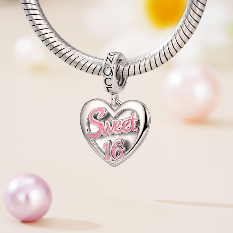 Gnoce "Sweet 16" Heart Engravable Pendant Dangle Charm_3