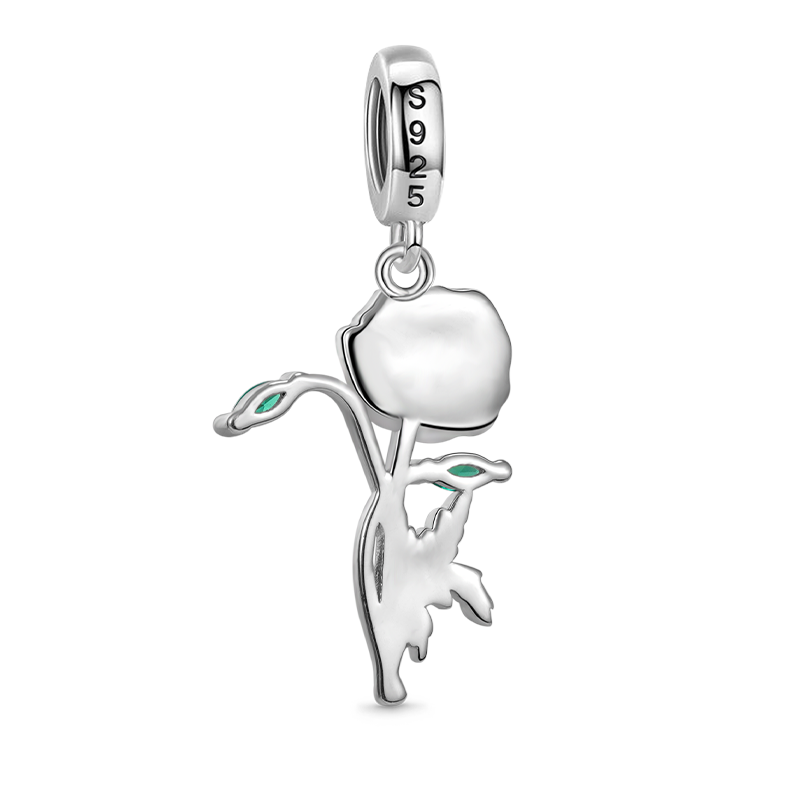 Gnoce Red Poppy Flower Charm Platinum-plated Silver Blend_2