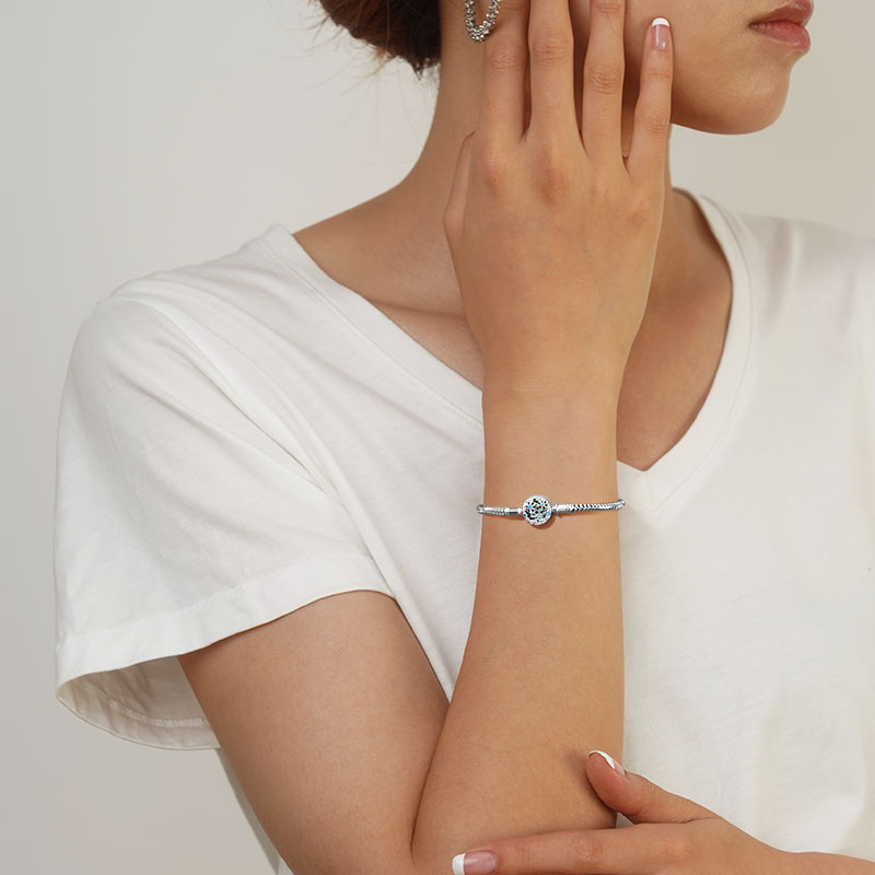 Gnoce Sparkling Snowflake Basic Snake Chain Bracelet_4