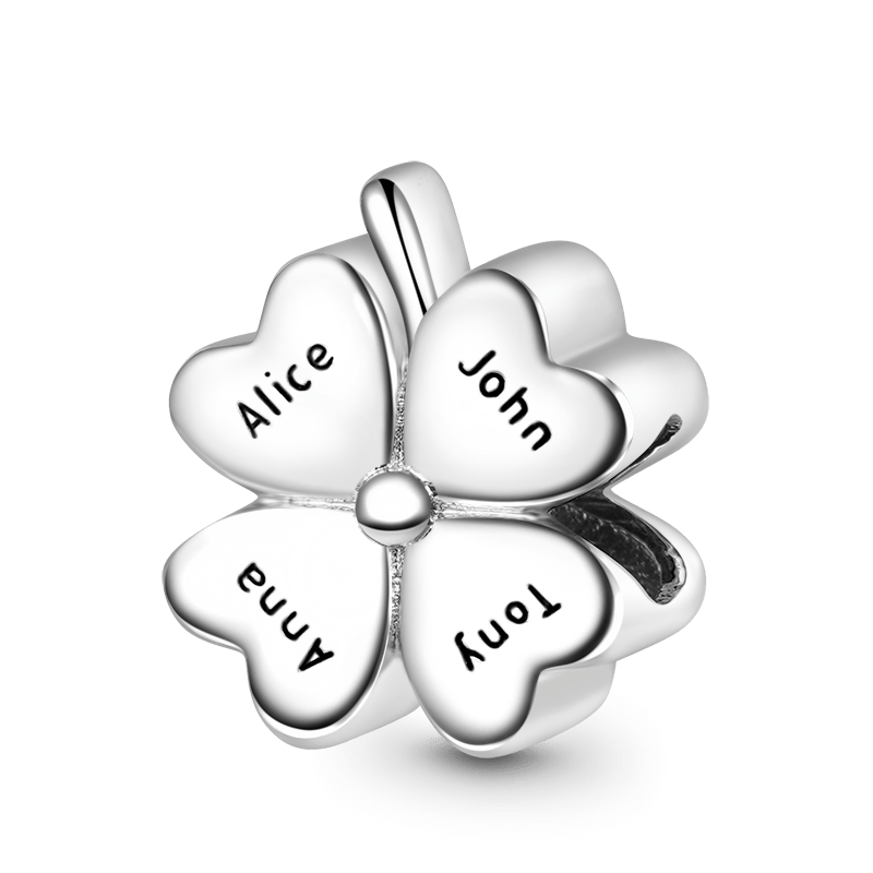 Gnoce Lucky Four-leaf Clove Engravable Charm_2