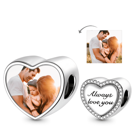 Gnoce "Always Love You" Family Heart Personalized Photo Charm_1