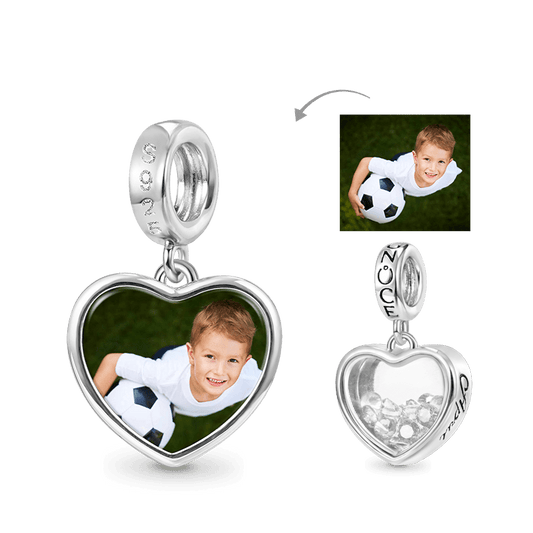 Gnoce Apr.Birthstone Heart Personalized Photo Pendant Dangle Charm_1