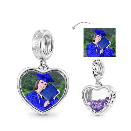 Gnoce Jun.Birthstone Heart Personalized Photo Pendant Dangle Charm_1