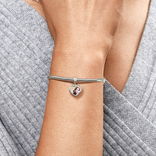 Gnoce Jul.Birthstone Heart Personalized Photo Pendant Dangle Charm_4