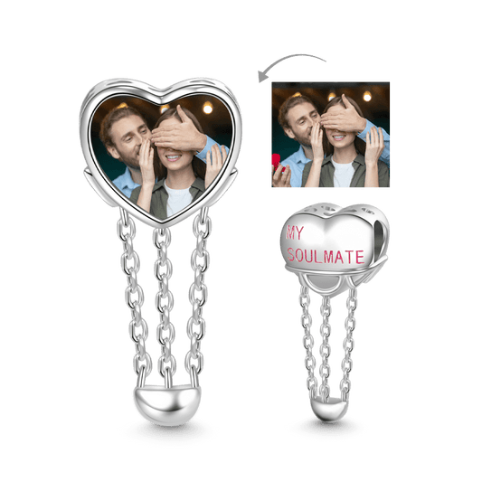 Gnoce "Never Be Apart" Heart Personalized Photo Charm_1