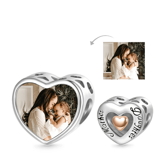 Gnoce Mother & Daughter Heart Personalized Photo Charm_1