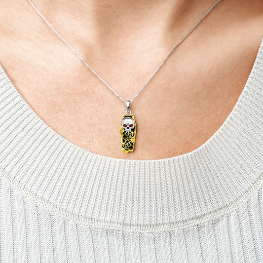 Gnoce Skull with Roses in the Coffin Necklace_4