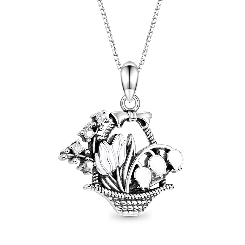 Gnoce Vintage Flower Basket Necklace_1
