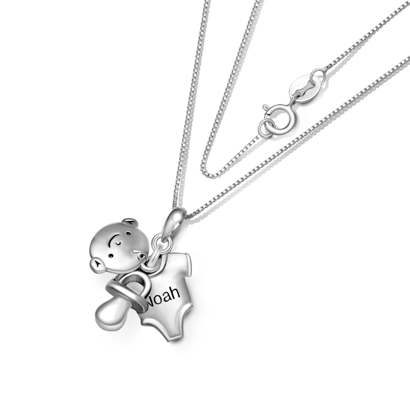 Gnoce Baby Pacifier & T-shirt Engravable Necklace_3