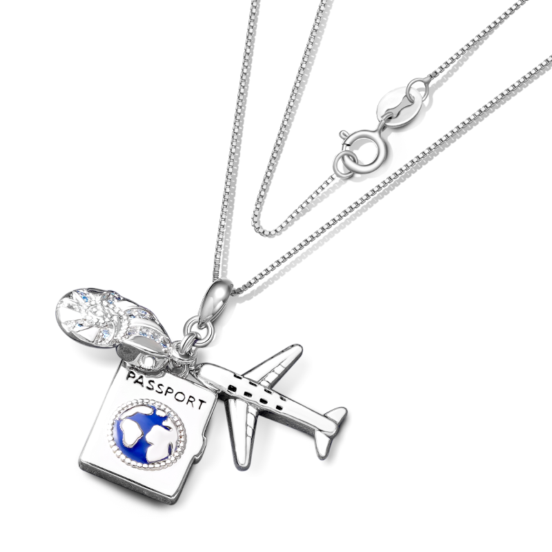 Gnoce Airplane, Passport & Conch Triple Necklace_3