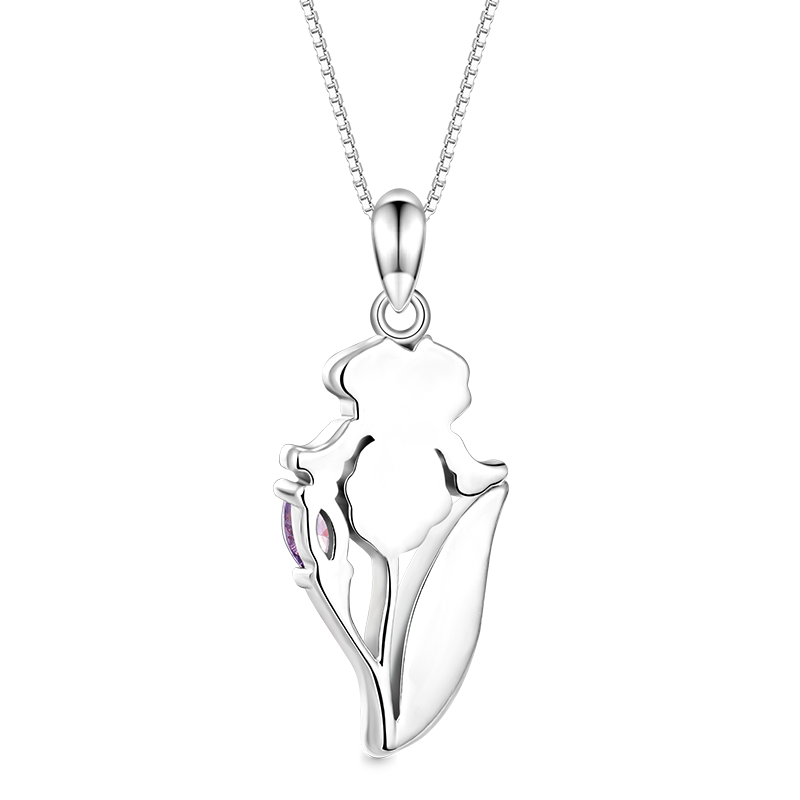 Gnoce Purple Iris Flower Necklace_2