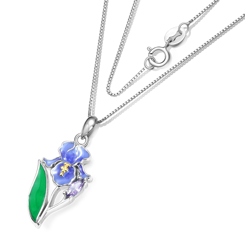 Gnoce Purple Iris Flower Necklace_3