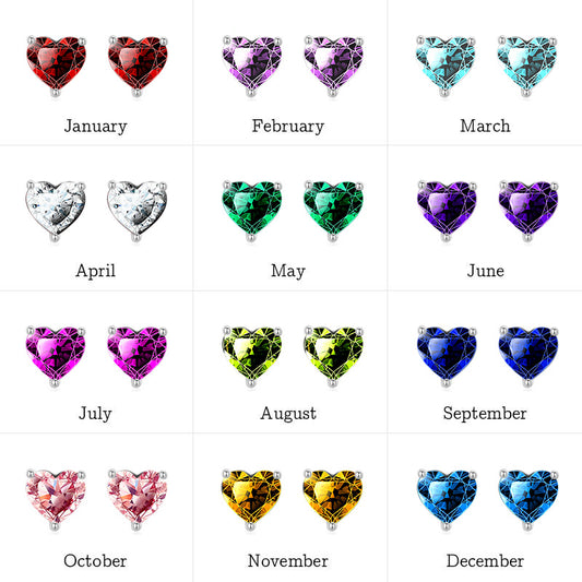 Gnoce Birthstone Heart Stud Earrings_5