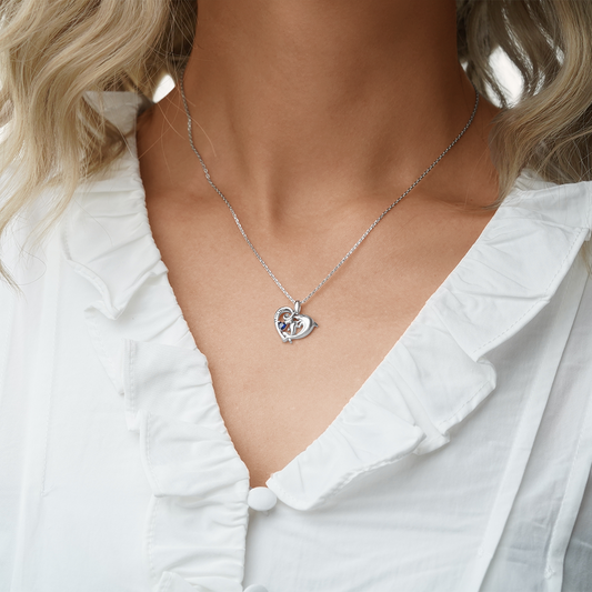 Gnoce Embrace Love Dolphin & Baby Heart Necklace_4