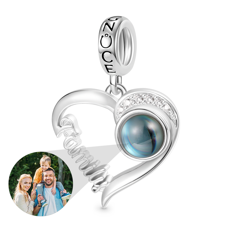 Gnoce Projection Love Family Heart Personalized Photo Pendant Dangle Charm_1
