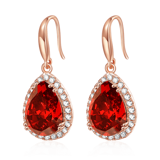 Gnoce Pear-shape Drop Birthstone Dangle Earrings 18K Rose Gold Plated_1