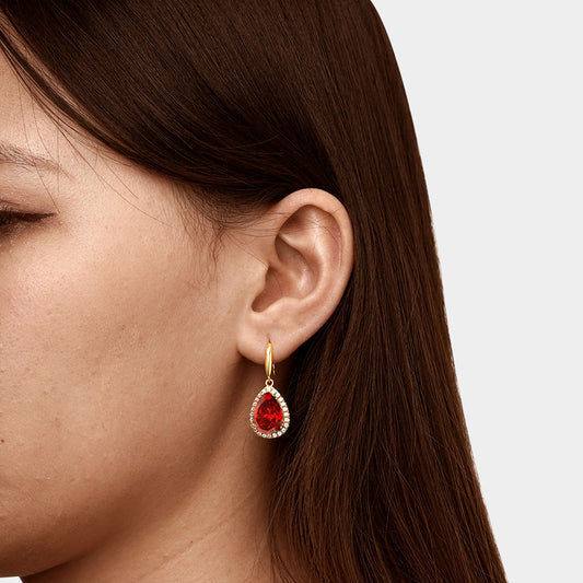 Gnoce Pear-shape Drop Birthstone Dangle Earrings 18K Gold Plated_3
