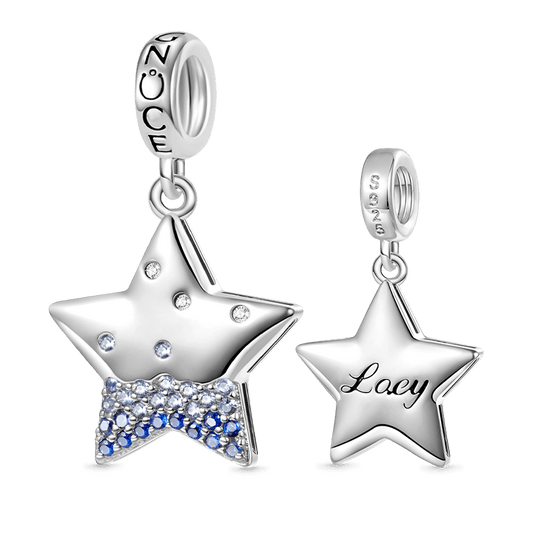 Gnoce Sparkling Star Engravable Pendant Dangle Charm_1
