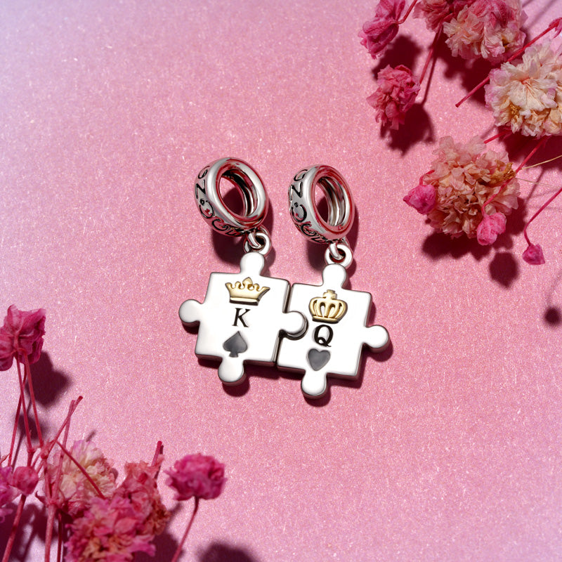 Gnoce Personalized Couple Puzzle Pendant Dangle Charm_3