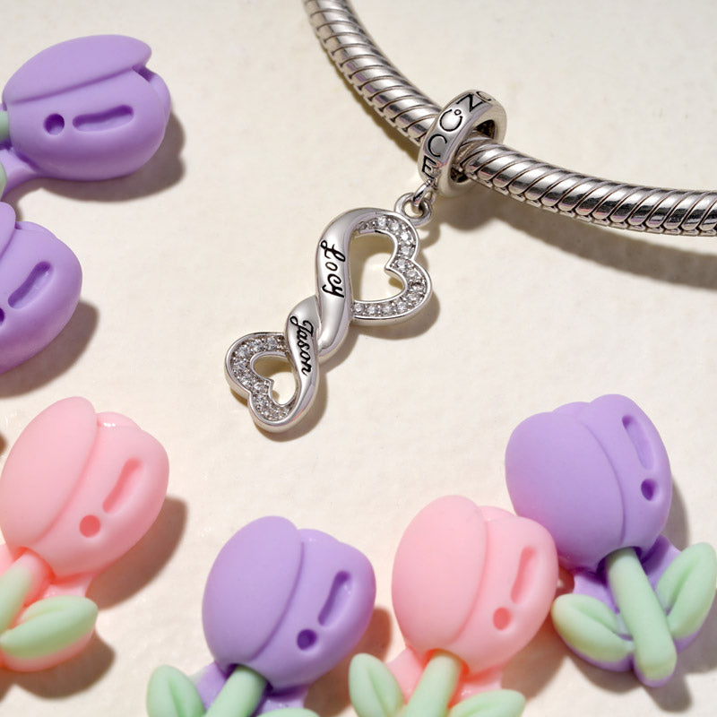 Gnoce Engravable Infinite Love Heart Pendant Dangle Charm_4