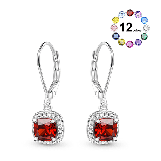 Gnoce Square-shaped Birthstone Dangle Earrings_1